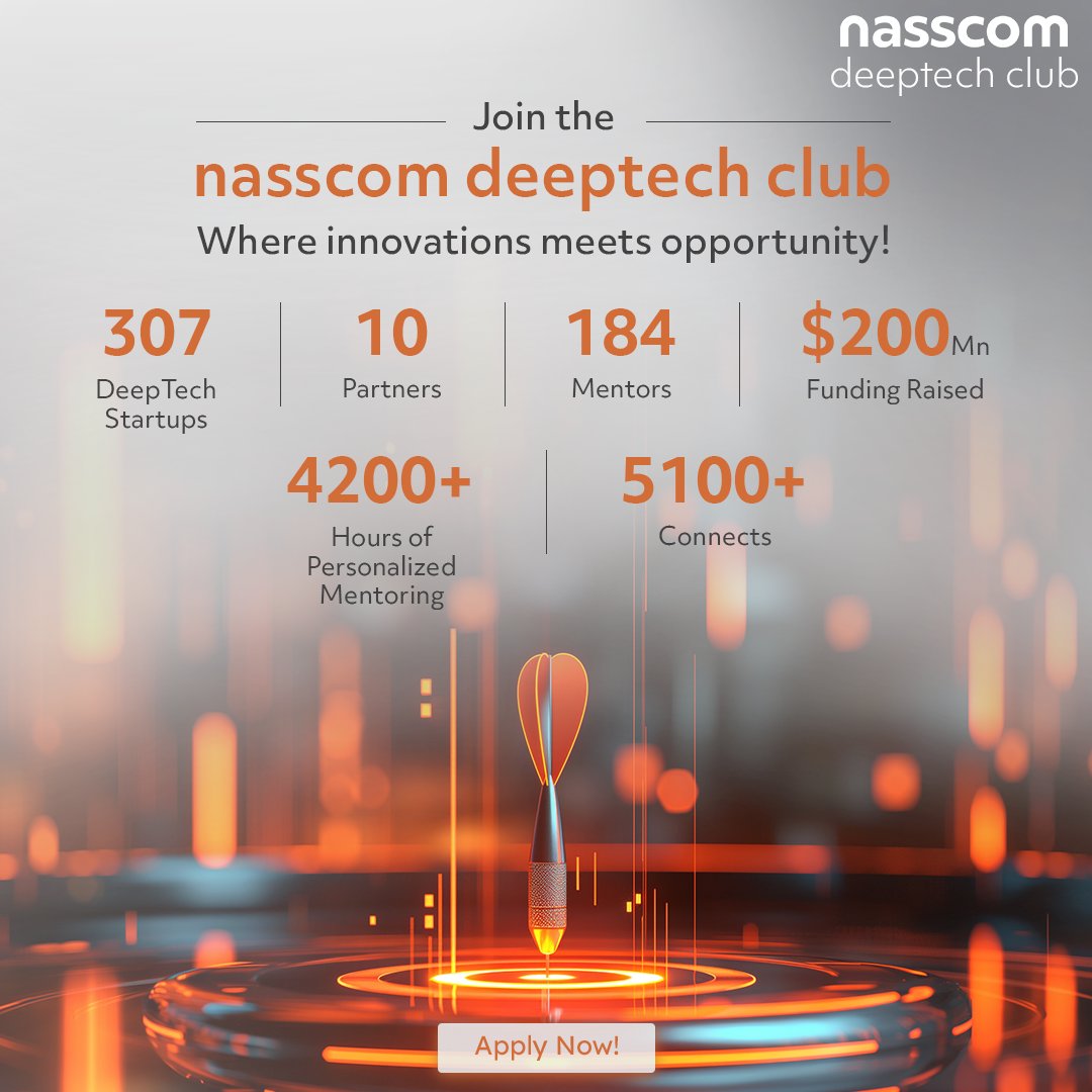 Through strategic initiatives, mentorship programs, and networking opportunities, the nasscom deeptech club has empowered emerging #startups and facilitated meaningful partnerships and investments, propelling the #growth and success of its members.

Apply now: