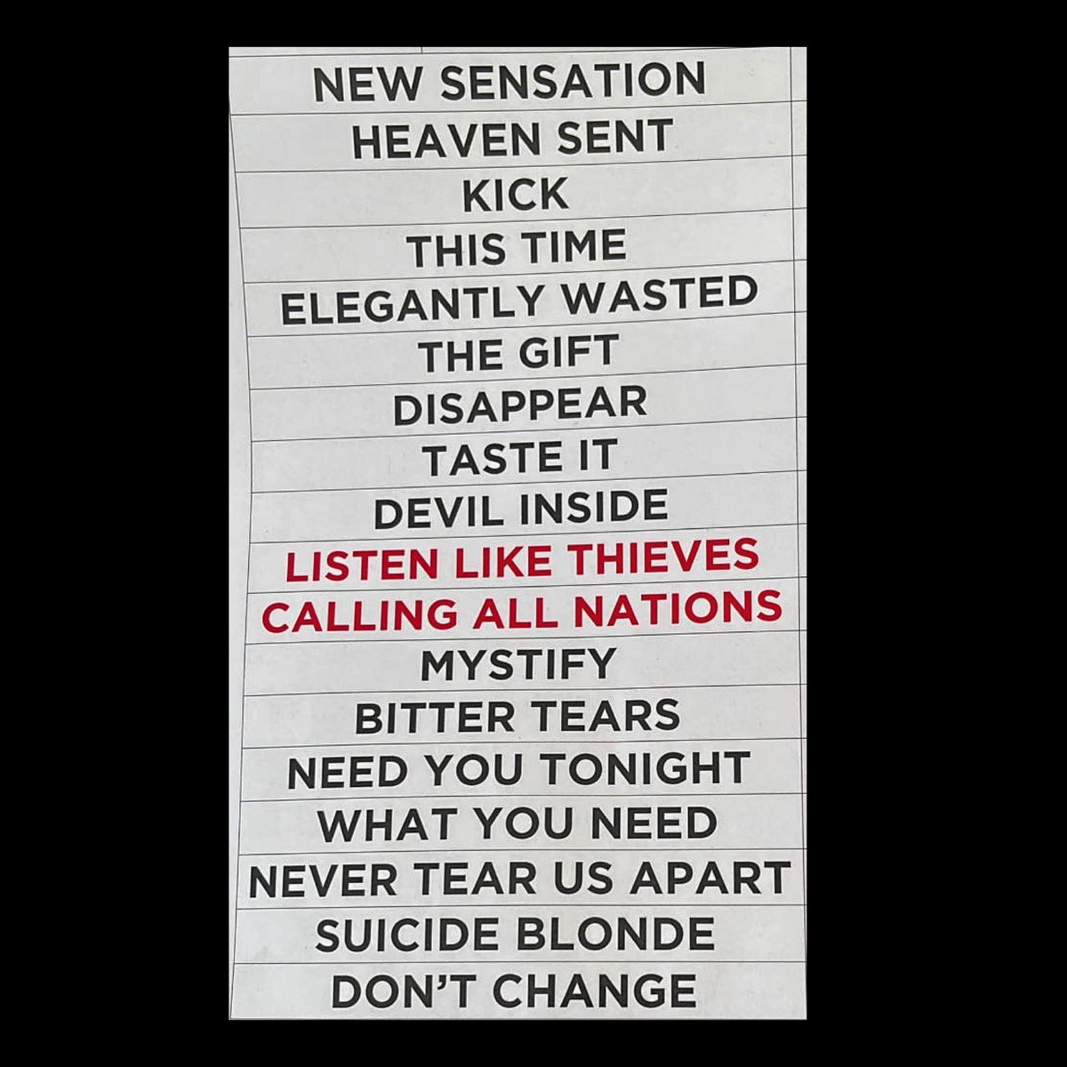 We're sharing the set list from the Fake Festival, when INXS UK - A Tribute To INXS performed! 
What song would you want to add to this cracking INXS hit list? 
#inxspodcast #inductinxs #inxsfans #RockHallOfFame #INXS #MichaelHutchence #80smusic #90smusic #setlist