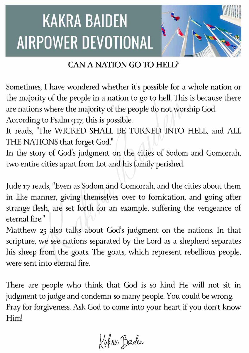 CAN A NATION GO TO HELL?

#kakrabaiden #devotional #daily