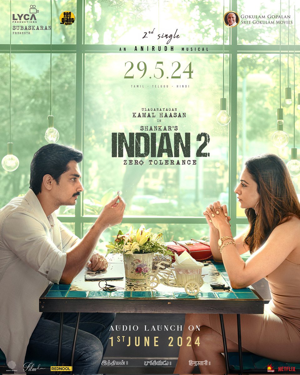 A romantic single from Rockstar @anirudhofficial coming up after so long from #Indian2 second single on 29th May ♥️