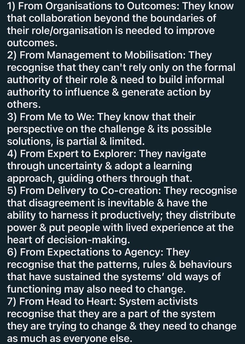 Seven shifts to “System Activist” Thank you for sharing @HelenBevan #Leadership #Relational #Inclusivity