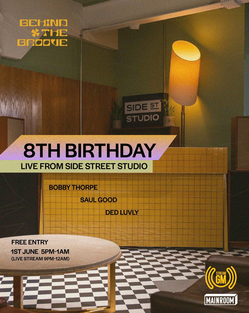 StreamGm's tweet image. FREE Tix for our #MainRoom filmed shindig with the Behind The Groove crew at Manchester’s Side Street Studio - here ra.co/events/1926792
#event #manchester #nightlife #clubbing #djs #streamgm #behindthegroove