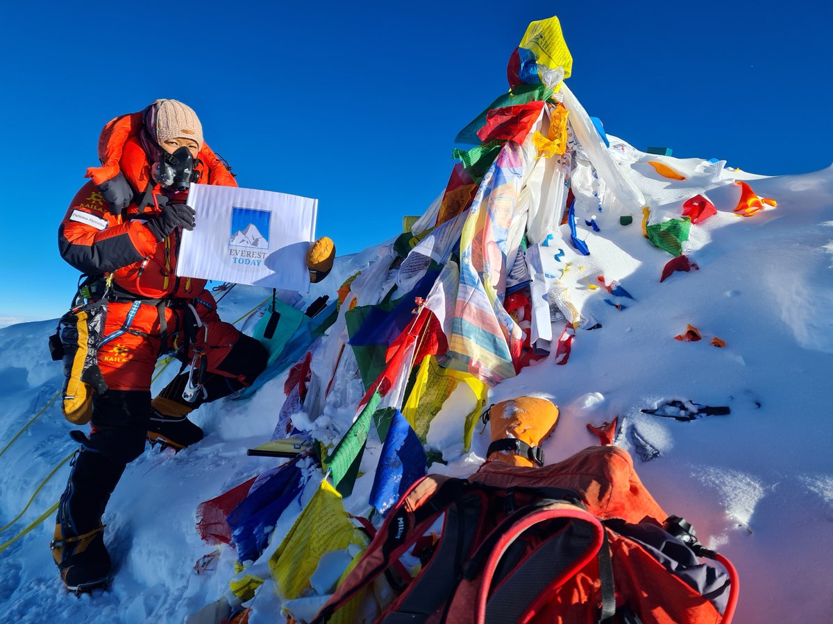 .@EverestToday on the summit of Mt #Everest (8848.86 m), 25.05.2024, 05:50 NPT. Thank you, @poornimashresth!🙏