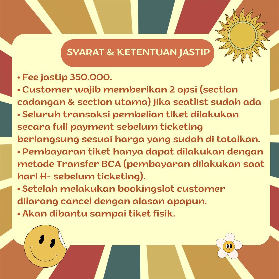 𝑻𝑰𝑪𝑲𝑬𝑻𝑰𝑵𝑮 𝑺𝑬𝑹𝑽𝑰𝑪𝑬 📢📢

ENHYPEN WORLD TOUR FATE+ IN JAKARTA

Event date : 
August 17-18th 2024
Venue : ICE BSD

— Link google form akan kita share di story Instagram @_jastip.tiket 
— Fee jastip 350.000/tiket

#enhypen_fate_plus_tour #konser #jastip