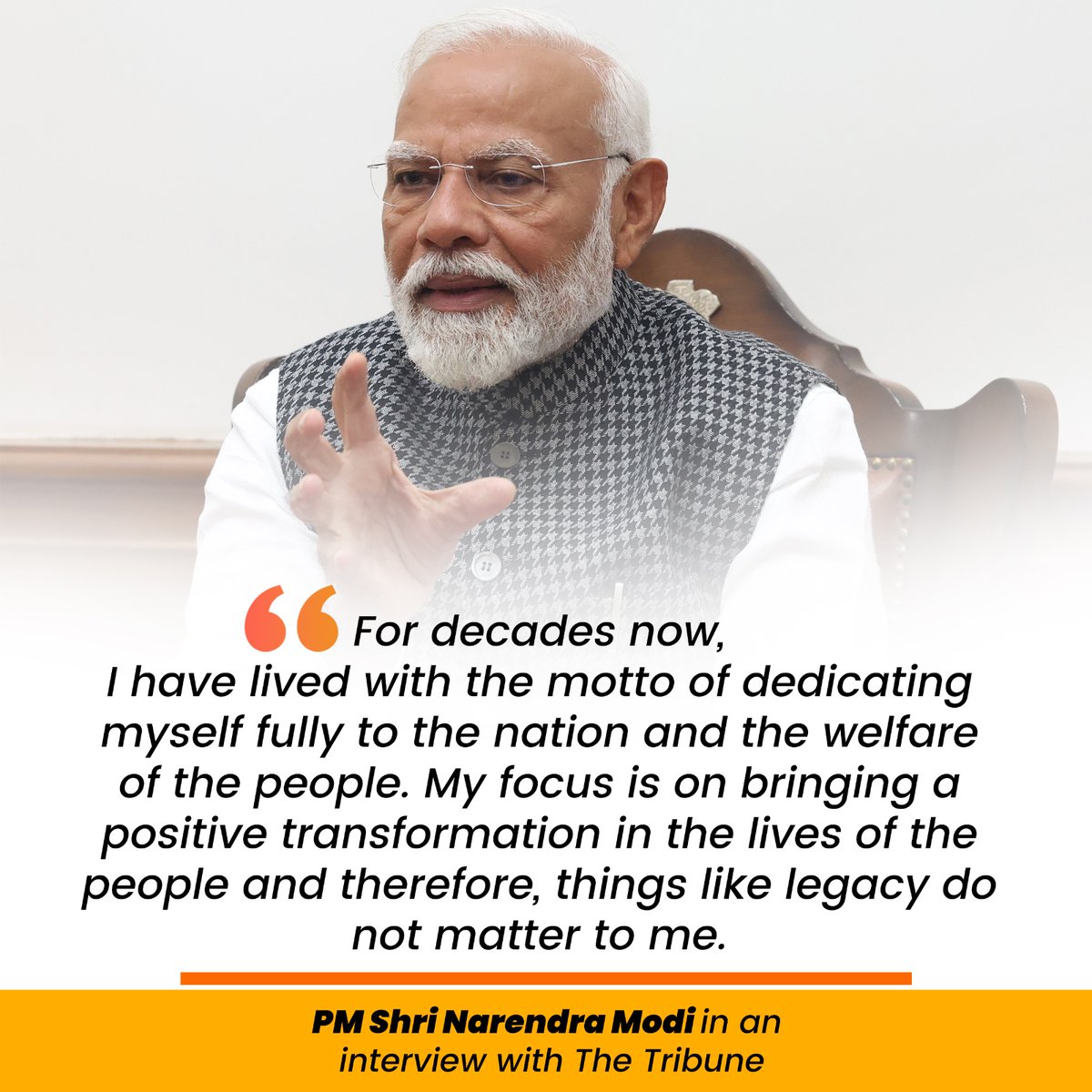 For decades now, I have lived with the motto of dedicating myself fully to the nation and the welfare of the people. - PM Shri @narendramodi