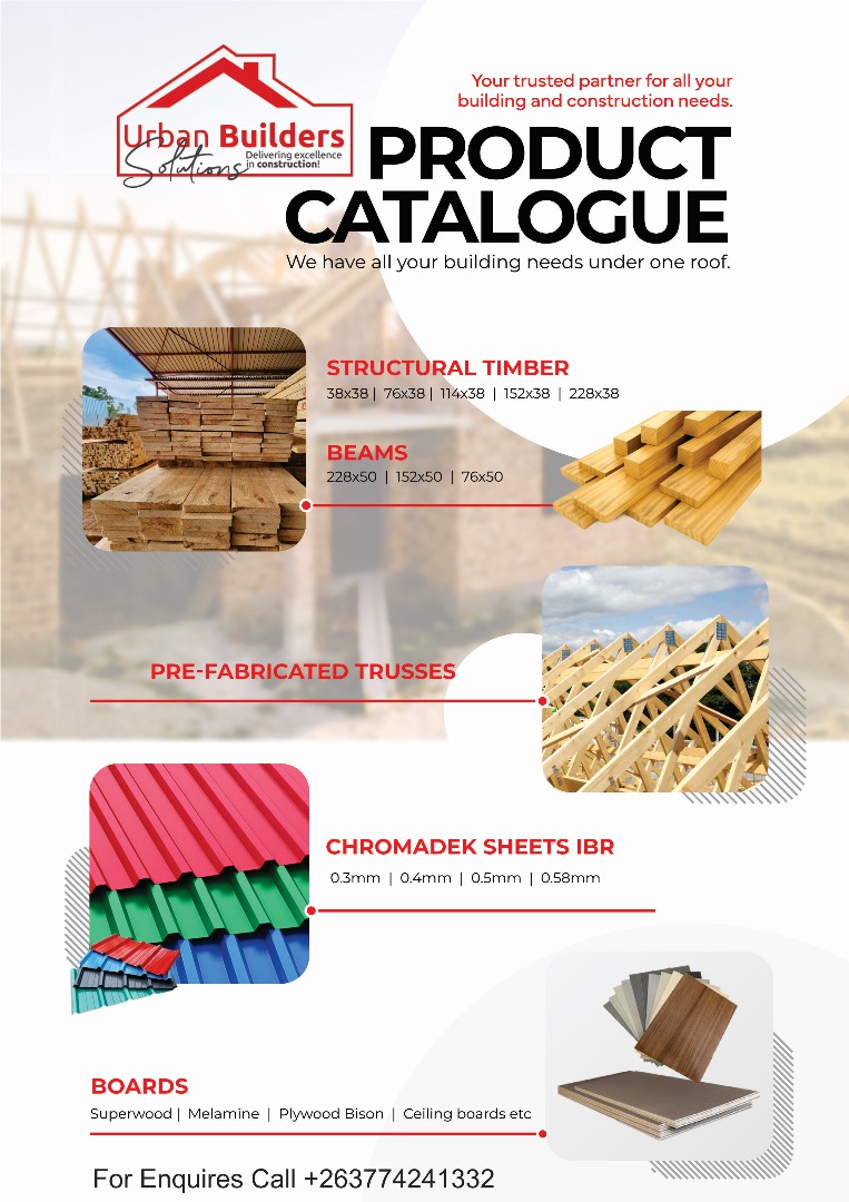 @daddyhope Need quality roofing materials? Look no further! 

Our s5 kiln dried  structural timber, roofing timber,roofing hardware, and chromadek roofing options will keep your home safe and stylish. 

Call or App  0774241332

#Buildwithus
#Roofinstallation
#RoofingMaterialSupplies