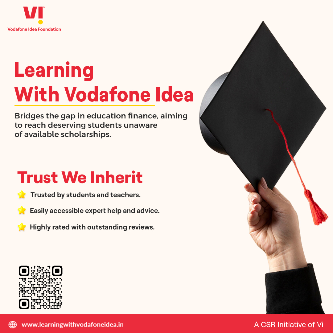 LearningwithVF's tweet photo. Unlocking opportunities one scholarship at a time! #LearningWithVodafoneIdea is on a mission to bridge the gap between #education and finance. Together, let's empower deserving students with access to life-changing #scholarships.

#EducationForAll #studentscholarships https://t.co/xKOZB6UgSM