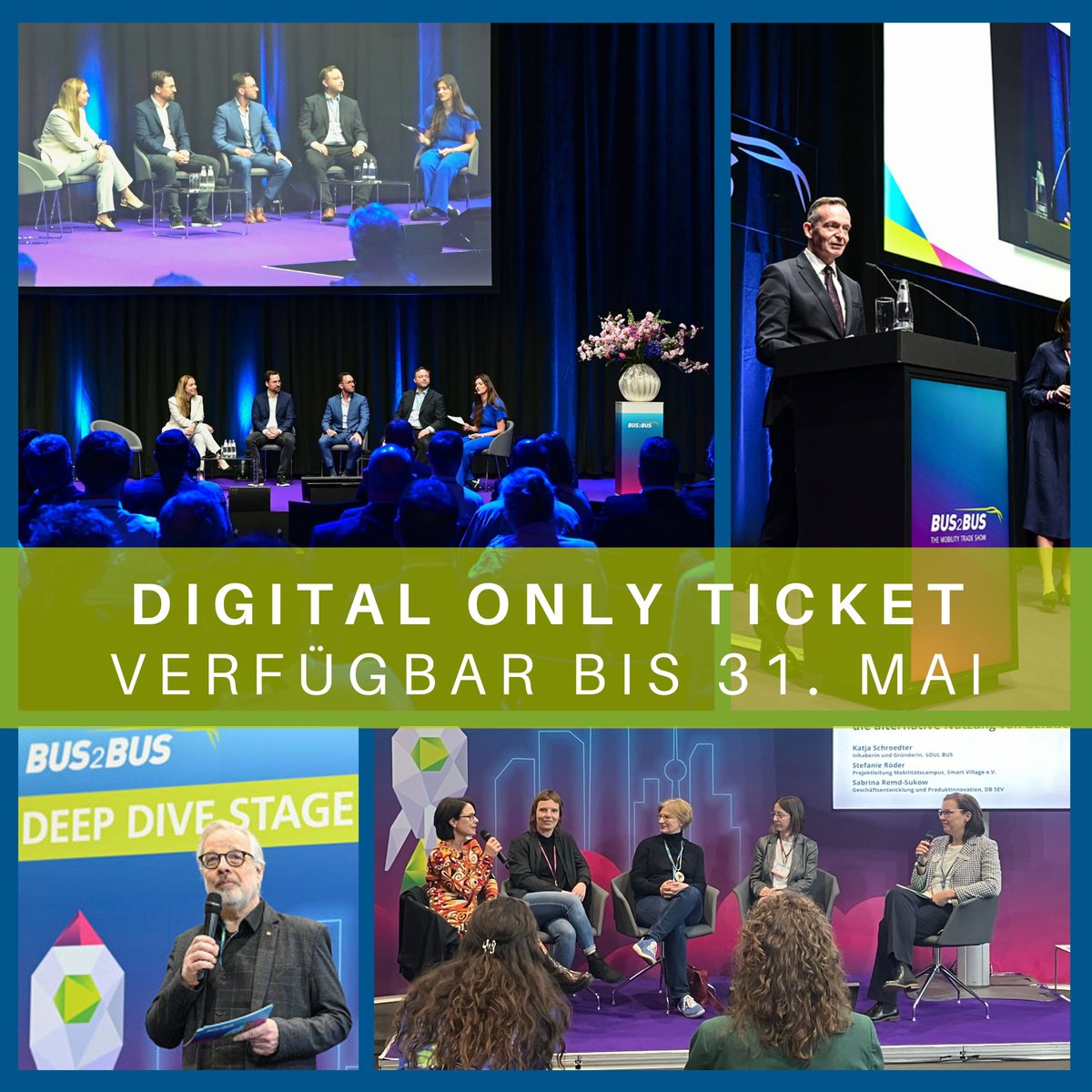Sichern Sie sich Ihr 🎟 Digital Only Ticket 🎟 und erhalten Sie exklusiven Zugriff auf das komplette Bühnenprogramm der führenden Fachmesse für Mobilität, #BUS2BUS2024. 
⏳ Aber beeilen Sie sich, dieses Angebot gilt nur bis zum 31. Mai. 
Tickets: di-ri.co/4qX2K