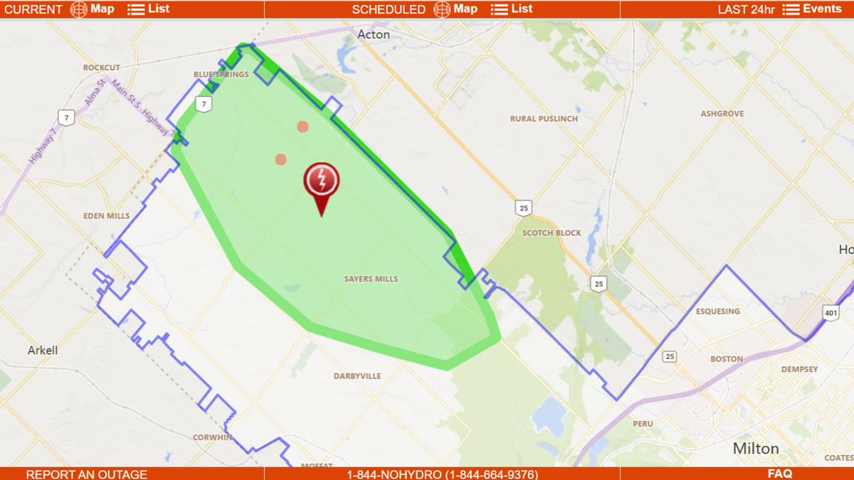 POWER RESTORED: Power has been restored to nearly all affected customers in #MiltonON. 4 Customers remain without power and we will provide an ETR when more information is available.

We sincerely appreciate your patience while our crews work to fully restore the power.