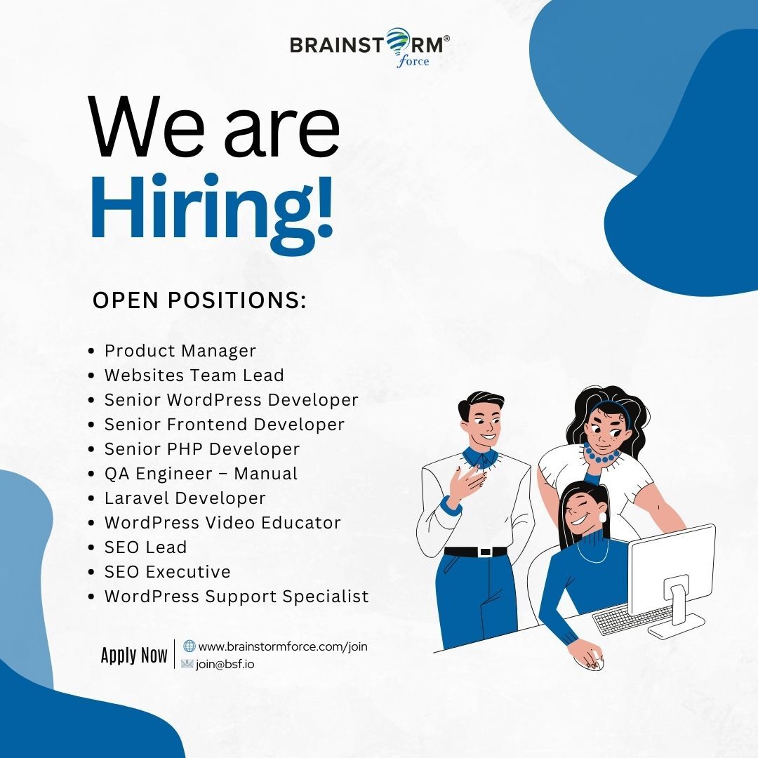 WeBrainstorm's tweet photo. 🚀 Join our team at Brainstorm Force! 🚀

If you're passionate about innovation and making a difference, we'd love to hear from you!🤩

Check out our career opportunities and apply today - https://t.co/Zg2r5SogRr

#jobopening #remotejob #WordPress #brainstormforce https://t.co/2D3eqksjN5