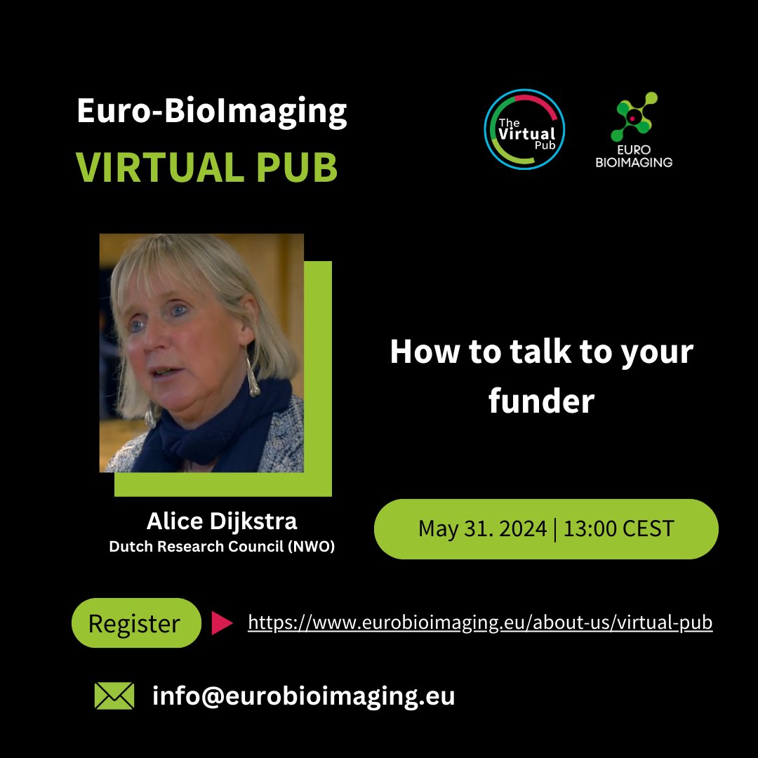 We are delighted to welcome Alice Dijkstra from the Dutch Research Council, NWO, for our #VirtualPub this Friday, at 1 pm CEST.
Alice will share tips and tricks on 'How to talk to your funder' from her experience at a funding organisation. Register us02web.zoom.us/meeting/regist…