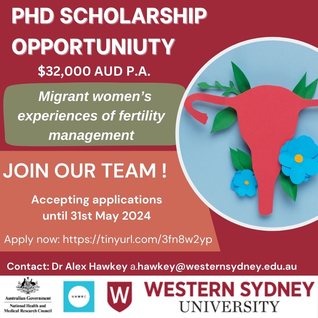 Last few days to submit an application for our PhD scholarship at THRI, Western Sydney University.

The scholarship is ideal for a candidate passionate about critical health psychology, qualitative or arts-based research, with an interest in sexual and reproductive health