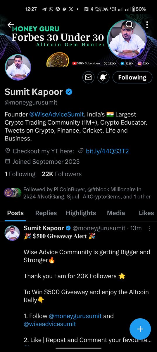 cryptonic223's tweet photo. @moneygurusumit @wiseadvicesumit Following you with bell 🔔 notification on 
Congo for this huge milestone you deserve much more than this 💐 
500$ is huge it will be help for community ❤️ 
My favorite coin is Ethereum and solana https://t.co/5zYa9MkSQA