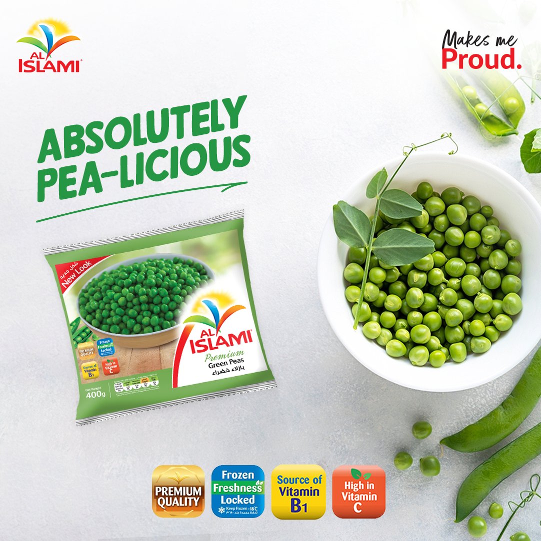 Add a pop of color to your plate with our premium-quality green peas—the perfect side dish for any meal!

Shop now at  - alislamifoodsonline.com

#MakesMeProud #GreenPeas #Peas #HealthierLifestyle #Nutritious #EatHealthy #Craveable #Irresistible #AlIslamiFoods #SharingFood