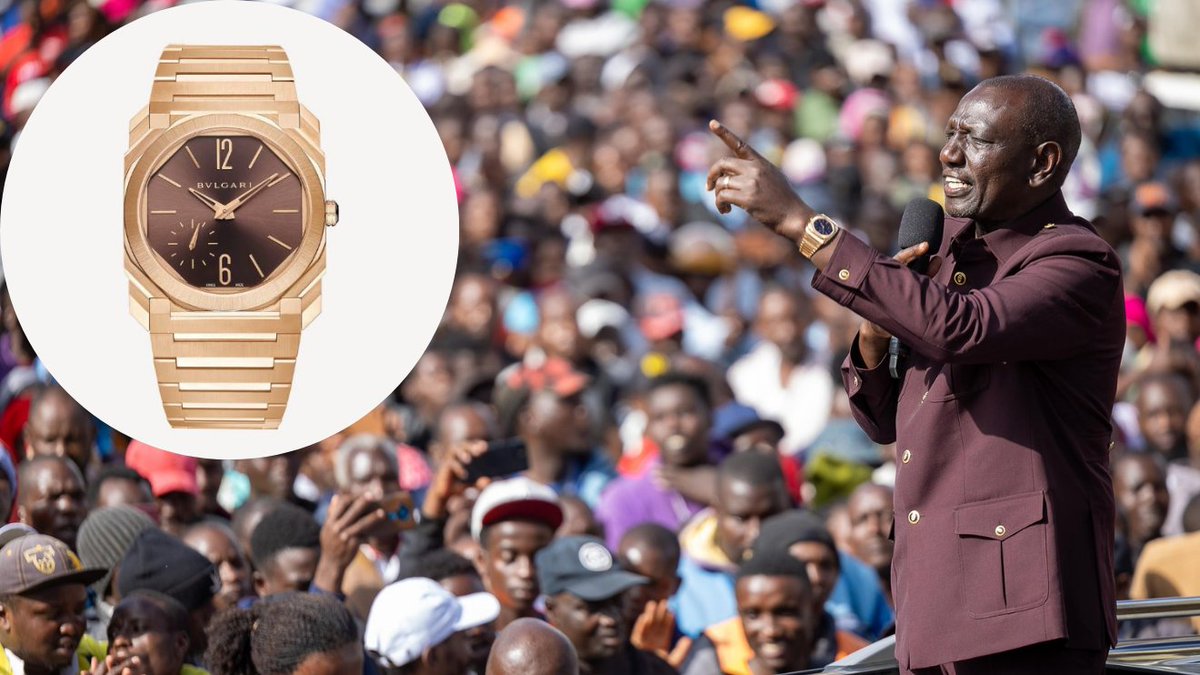 President Ruto wearing a Sh8.7m rose gold Bvlgari watch because Kenyan watches are expensive
