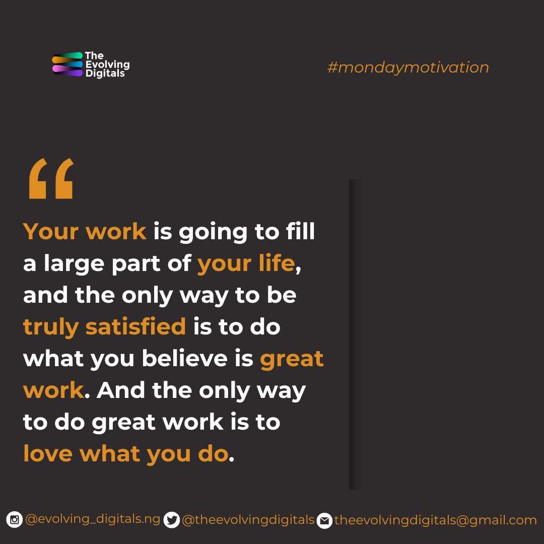 theevolving24's tweet photo. Love what you do that's the only way you can do a great job.👌
#monday #MondayMotivation #TheEvolvingDigitals #DigitalMarketingAgency #CuartoPoder #FACUP24 https://t.co/Jykn30aNvM