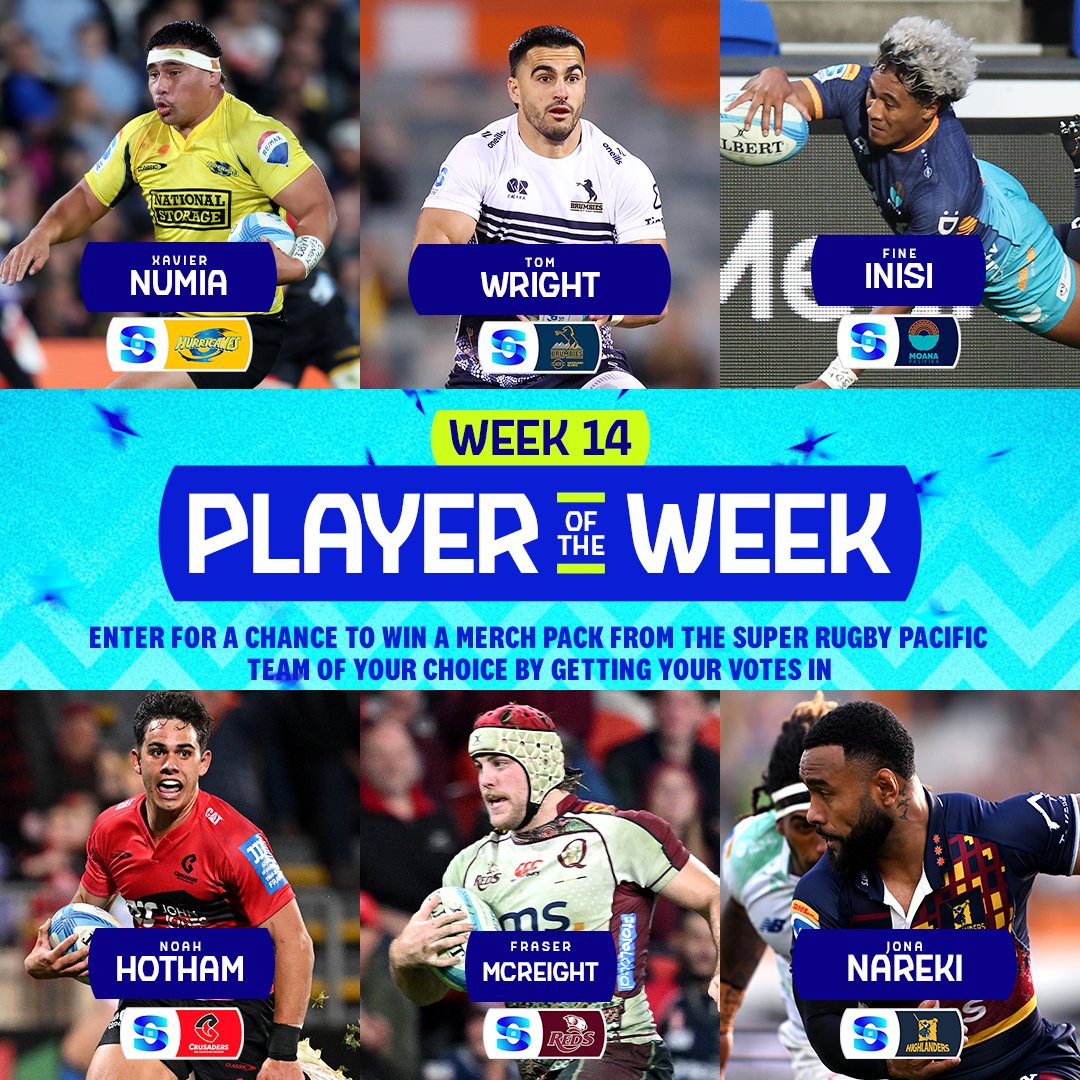 Ferocious players in round 14! Vote for your Player of the Week and stand a chance to win a merchandise package for the team of your choice 📩 Head to tradablebits.com/tb_app/505532 to cast your vote! #SuperRugbyPacific