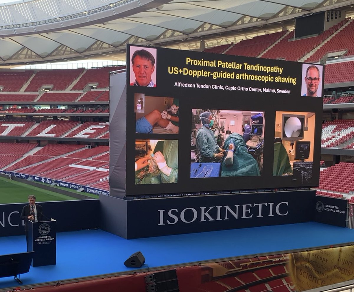 Prof. Håkan Alfredson on US-guided arthroscopic surgery of patellar tendinopathy +/- bone spur removal and debridement of associated partial rupture AND the football player is in fact the most common patient referred patient for surgery nowadays #isok24 #jumpersknee #tendons