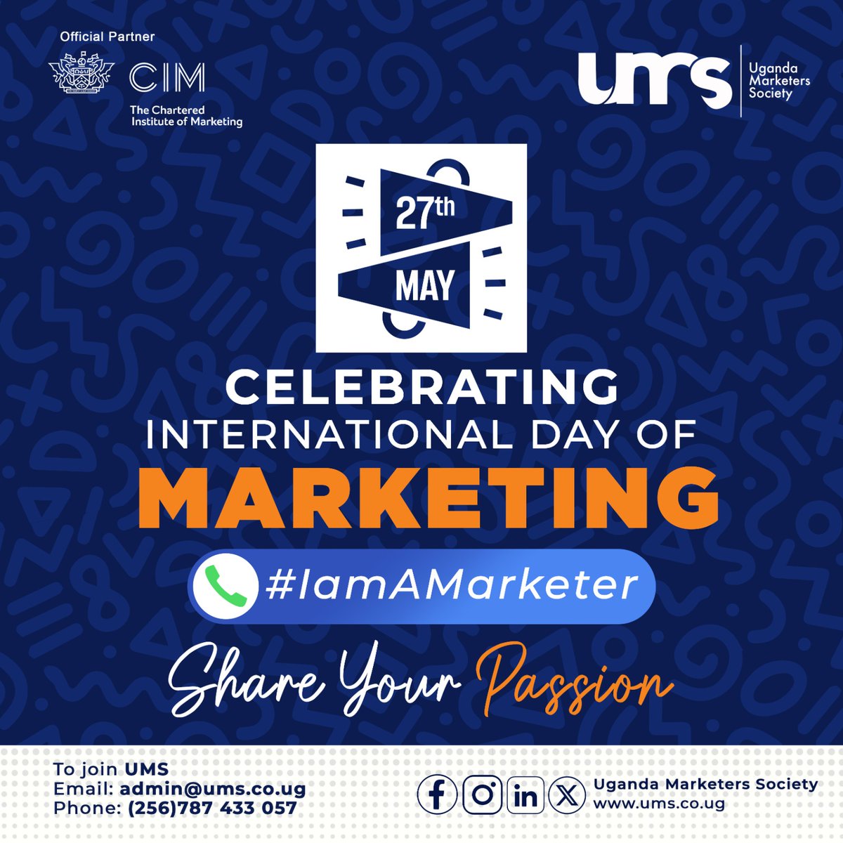UMS_Marketer's tweet photo. 🌟Celebrating International Marketing Day - May 27th!
🎖️Today we celebrate the pivotal role #Marketing plays in driving innovation, fostering growth, & shaping perceptions for brands, organisations & the society.
#HappyInternationalMarketingDay
#ShareYourPassion
#IamAMarketer https://t.co/peDQKiEZ9I