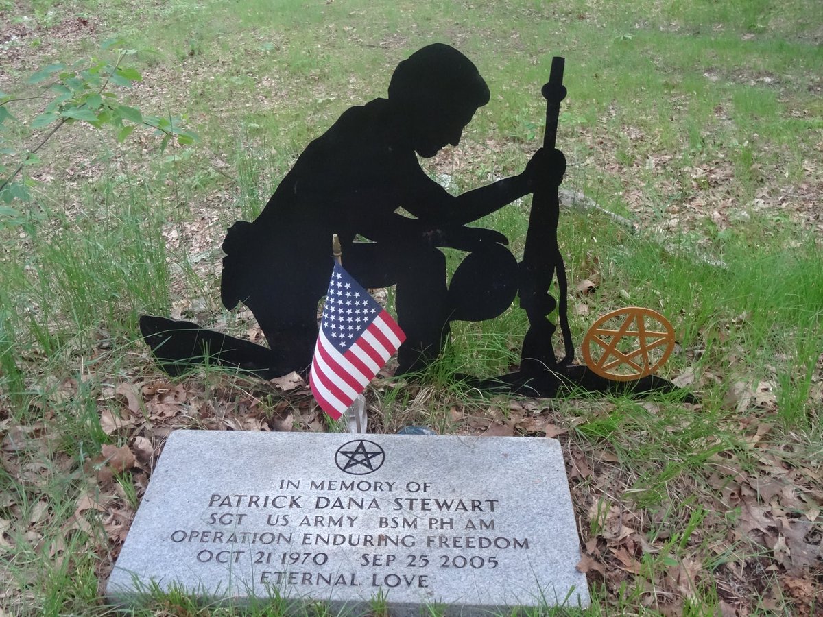 Remembering Pagans killed in action. Pictured is the grave of Sgt. Patrick Stewart of Fernley, Nevada who was the first Wiccan soldier killed in action in Operation Enduring Freedom in Afghanistan, who received one of the first Pentacle inscribed memorials in 2007.
#MemorialDay