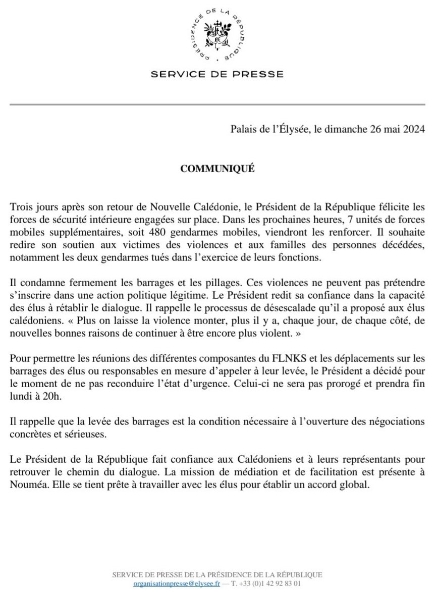 Avec une précision d'importance : Nul ne sait si le blocage de Tiktok se poursuit.

Car en décidant ce blocage sans aucune base textuelle &amp; au nom des « circonstances exceptionnelles », le @GouvernementFR n'est même pas lié par la fin de l'état d'urgence.

Dangereux précédent...