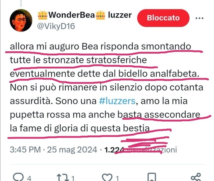 E questi sono solo 2 dei millemila commenti schifosi e orrendi da parte di Luzzers e Vittuzzi su Giuseppe negli ultimi 2 giorni e per cosa? Una lettera?
 Voi non state bene
Spero che vi denunci tutti quanti perché siete la feccia della società e figli e figlie del disagio