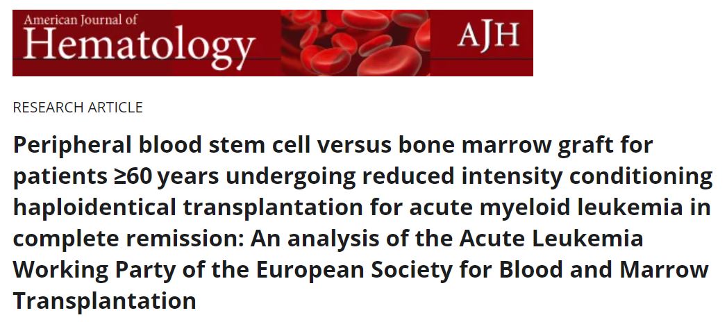 Have you seen this recent publication in @AjHematology? 👀 📰 Peripheral blood stem cell versus bone marrow graft for #patients ≥60 years undergoing reduced intensity conditioning haploidentical #transplantation for acute myeloid #leukemia in complete remission 📰 Find out more