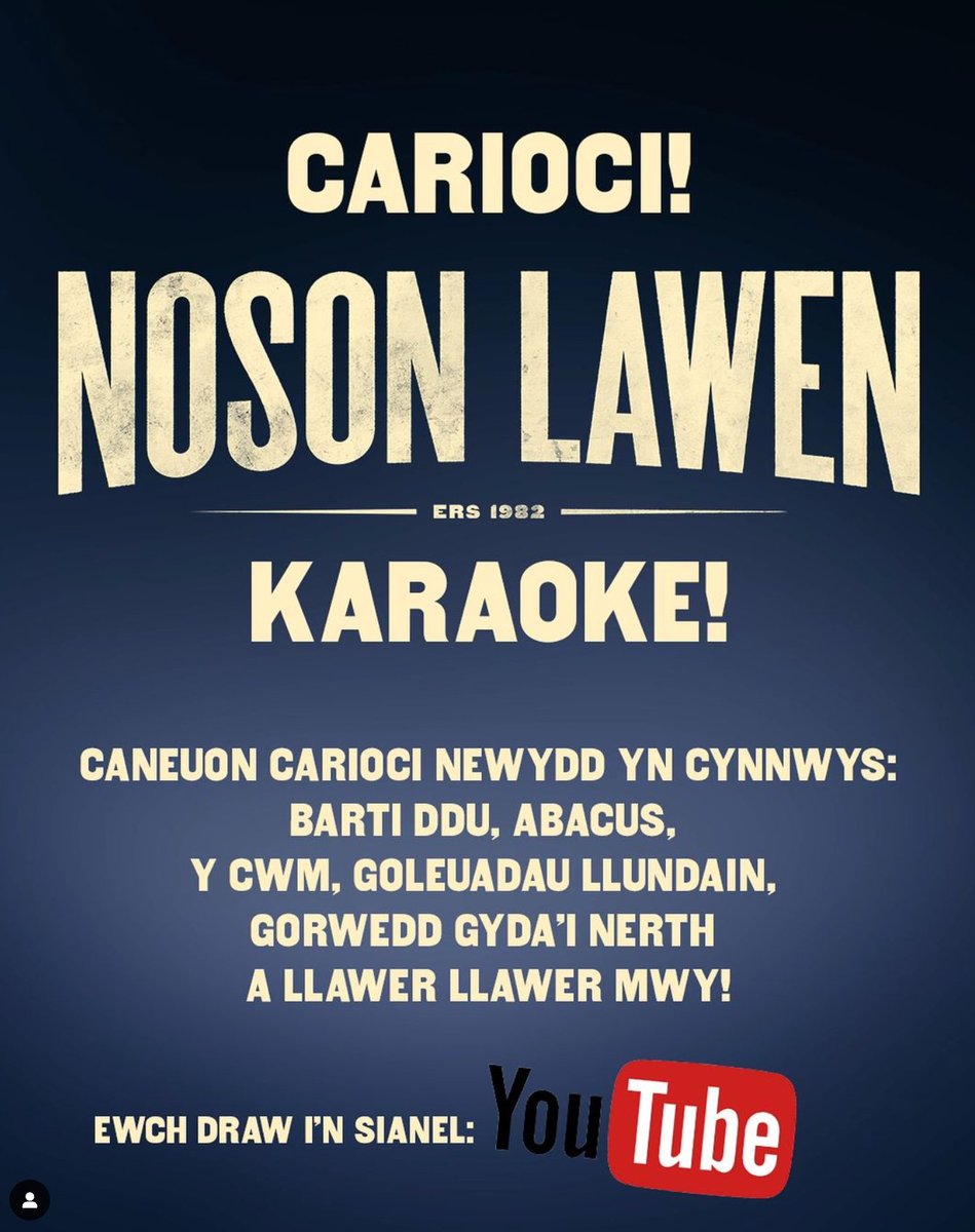 Noson Lawen (@nosonlawen) on Twitter photo 'Da chi ffansi Carioci Cymraeg ar faes <a href="/EisteddfodUrdd/">Eisteddfod yr Urdd a’r Celfyddydau</a> ? 🎤🎤
🌟 Mae bŵth carioci Noson Lawen yno i chi ar Stondin <a href="/S4C/">S4C 🏴</a> 🌟
youtube.com/playlist?list=… 'Da chi ffansi Carioci Cymraeg ar faes <a href="/EisteddfodUrdd/">Eisteddfod yr Urdd a’r Celfyddydau</a> ? 🎤🎤
🌟 Mae bŵth carioci Noson Lawen yno i chi ar Stondin <a href="/S4C/">S4C 🏴</a> 🌟
youtube.com/playlist?list=…