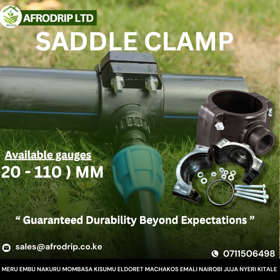 Are you looking for a reliable way to join two pipes? Check out our Saddle Clamps! Made from durable polypropylene, these clamps create a secure, leak-proof seal. Simply place the clamp over the pipes and tighten for a strong, dependable connection.
#Afrodrip  #SaddleClamp