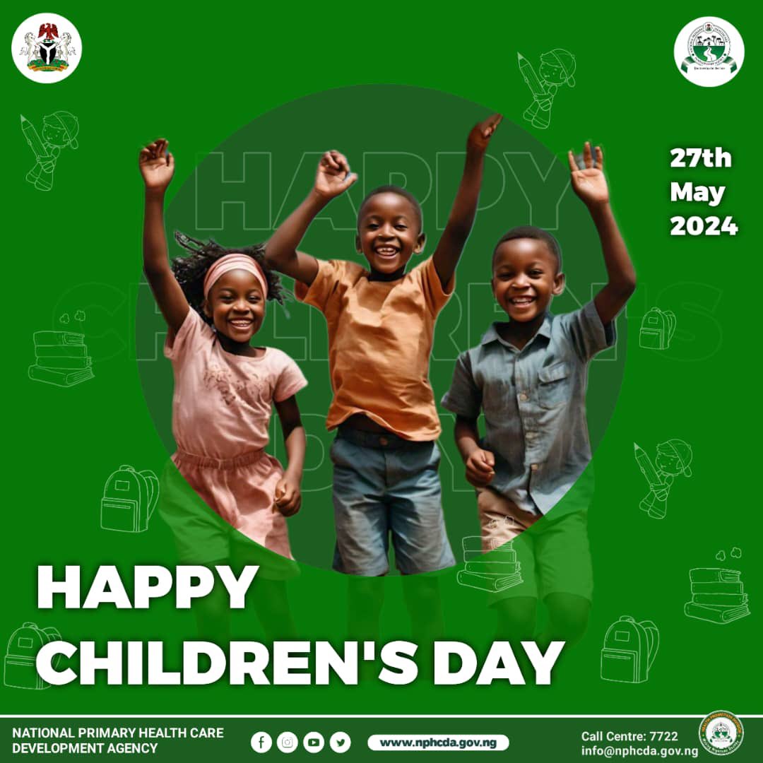 As we celebrate #ChildrensDay2024, let's give our kids the best start in life by ensuring their vaccinations are up to date and they routinely visit health care centers for check-ups. All vaccines are free, safe, and effective. Secure your children's future today! Happy