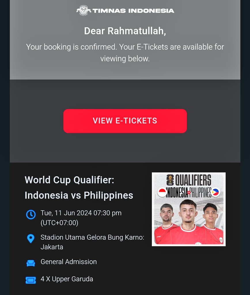 Rf_27ies's tweet photo. World Cup Qualifiers Indonesia Vs Philipine 🔥
#tiket #tikettimnas #timnas #indonesia #Filipina #wtb #wts 🇮🇩🇻🇳 https://t.co/CHSw5iNMoY