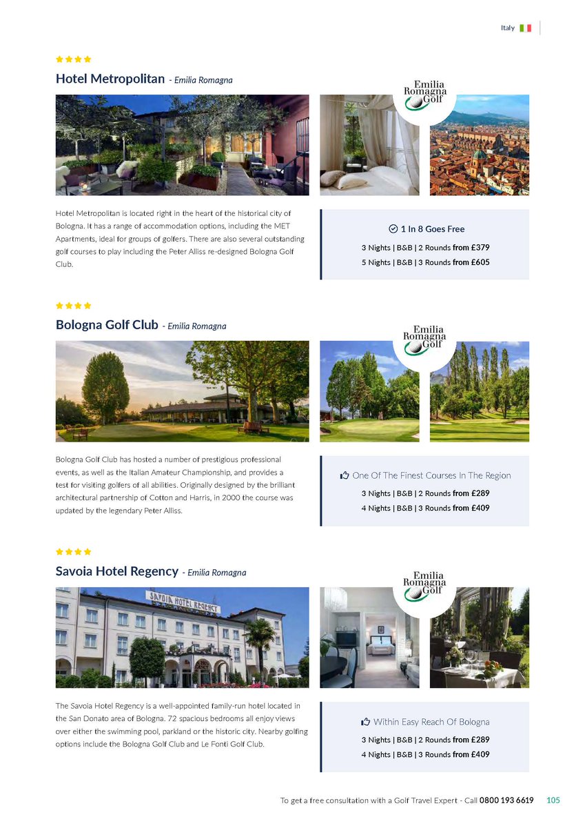 Emilia-Romagna golf offer on Your Golf Travel 2024 catalogue! They're the world's largest golf travel company! #ergolf #inemiliaromagna #ENITinforma #italygolfandmore #federgolf #federgolfemiliaromagna #yourgolftravel