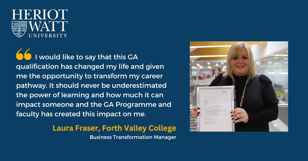 🔓Unlock potential with Business Management GAs🔓
Laura Fraser from <a href="/FVCollege/">Forth Valley College</a> is a fantastic example of how a Business Management Graduate Apprenticeship can unlock potential for individuals and benefit employers!
👀 Read Laura's inspiring story👉bit.ly/3FT98Rz