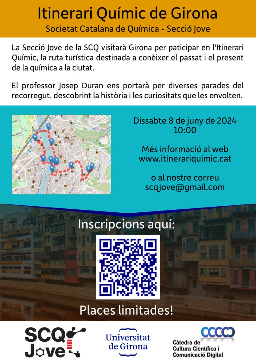 scqjove's tweet photo. 📣📣Atenció! Us informem d’una nova activitat de la #SCQjove: 
🧪Itinerari Químic de Girona a càrrec d’en @pepduran 
📝inscriviu-vos a través d’aquest enllaç: https://t.co/ZO3JIrDOtk

@UdGCiencies @scq_iec @iec @cccc https://t.co/DLg2STzc8D