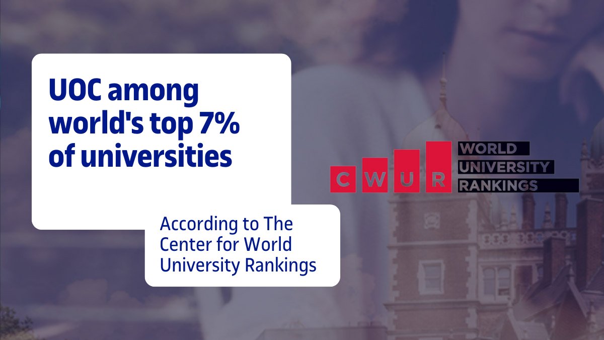 🔝🎓 UOC among world's top 7% of universities accoring to the Center for World University Rankings. This ranking highlights the quality of the UOC's teaching staff and employability of its graduates. dozz.es/jmg5a1 #CWUR #researchUOC