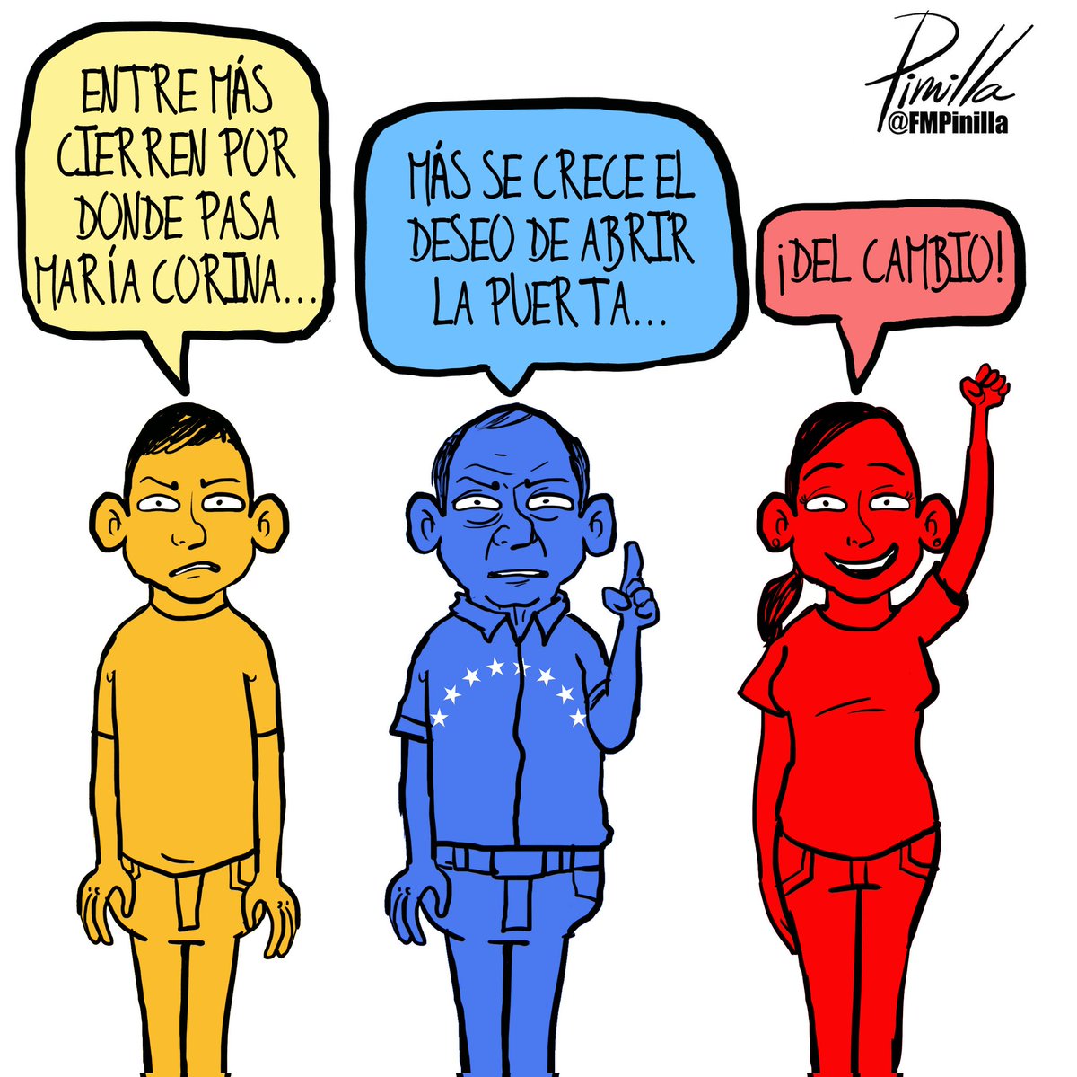 Entre más cierren por dónde pasa @MariaCorinaYA... • #dibujolibre para @dlasamericas_ • #Caricatura #Cartoon #usa #eeuuu #eeuu🇺🇸 #politicalcartoon #Venezuela #venezolanos