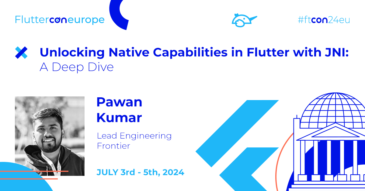 Mark those calendars 🗓 @imthepk will hit the #ftcon24eu stage!

Explore #JNI in #Flutter to unlock platform features & boost performance. Learn setup, integration, & best practices. This talk is Ideal for #FlutterDevs aiming to leverage native resources.

fluttercon.dev/pawan-kumar/
