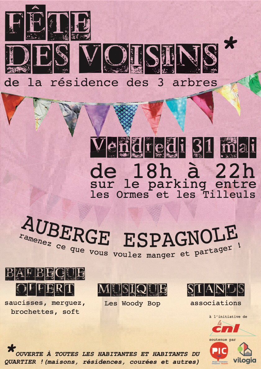 La_CNL's tweet photo. A Roubaix la @La_CNL prépare sa fête des voisins et appelle le 31 mai à se retrouver nombreux-ses à la résidence des 3 arbres pour une auberge espagnole de la convivialité, de la solidarité et de la défense du logement social. #Stopdemolition https://t.co/Zj4DHOP2VK