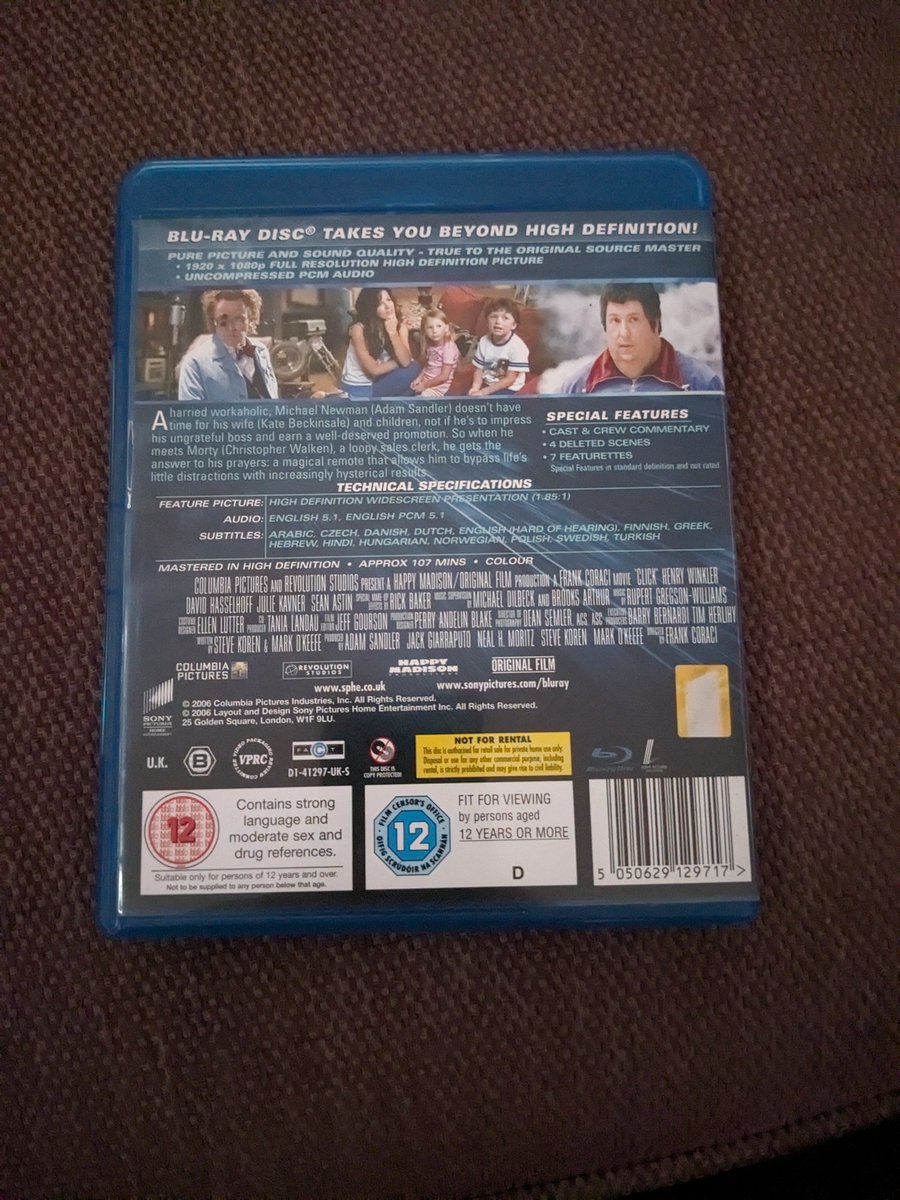 Films watched this year: 148 #yearofmovies #bluray #bluraycollection #click #adamsandler #katebeckinsale #christopherwalken #seanastin #davidhasselhoff #cameronmonaghan #jennifercoolidge #jonahhill #henrywinkler #juliekavner #comedy #scifi #sciencefiction #frankcoraci