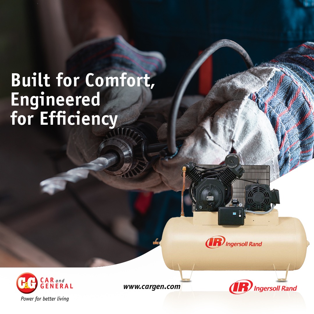 Rely on INGERSOLL RAND air compressors for your HVAC needs. Essential for efficient operation of cooling and heating systems.

#CarandGeneral #Cargen #IngersollRand #Compressors #InersollRandefficiency #ClimateControl #HVACHero #IngersollRandKE #MakingCustomersSmile