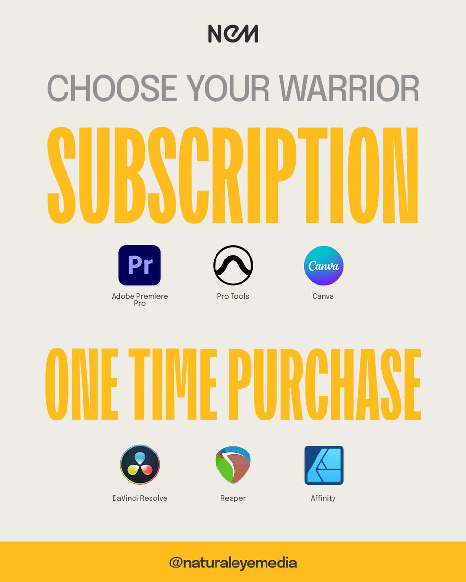 Would you rather pay a one-time fee for your work apps or pay a subscription fee to stay updated with new versions? And why? 🤔 Tell us in the comments!

#adobe #avid #canva #protools #davinciresolve #reaper #affinitydesigner #contentcreator #videoeditor #musicproduction #design