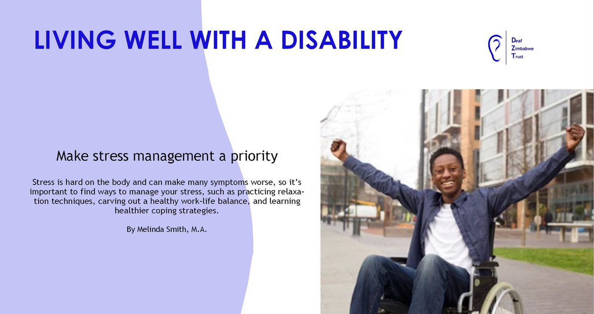 Accepting disability can be very difficult. Stress management is essential. 
#disabilitymatters #disabilityawareness #disabilityinclusion 
@263Chat @3KtvZim @capitalkfm @childlinezim @GwiziSoneni @HeraldZimbabwe @molokele @nangozimbabwe @NewZimbabweCom @OMpslsw @ParliamentZim
