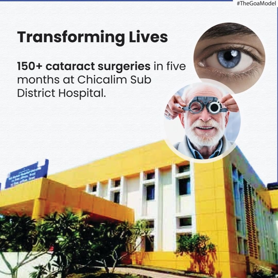 Amazing milestone at Chicalim Hospital with 150+ successful cataract surgeries, restoring vision and transforming lives! Remember to prioritize vision health with regular check-ups. #EyeHealth #VisionCare #TheGoaModel
#CataractSurgery #ChicalimHospital