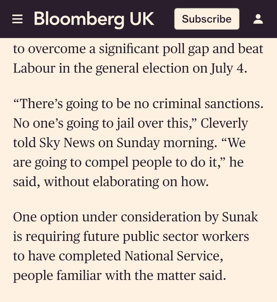 So it's not a joke. Under the Tories 18 year olds who skip National Service won't be able to get public service jobs. bloomberg.com/news/articles/…