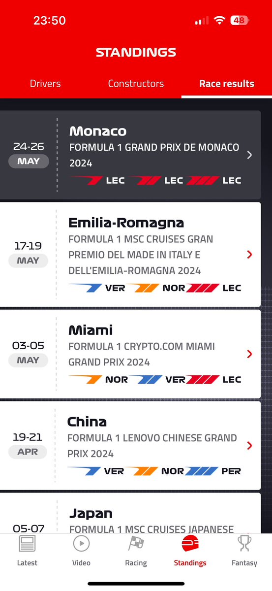 Hadrinsane's tweet photo. @OscarPiastri @McLarenF1 Leclerc 1-2… 3? @Charles_Leclerc @Carlossainz55 . (This was an actual screenshot yesterday, no edit 😂) https://t.co/iiA3anpgeE