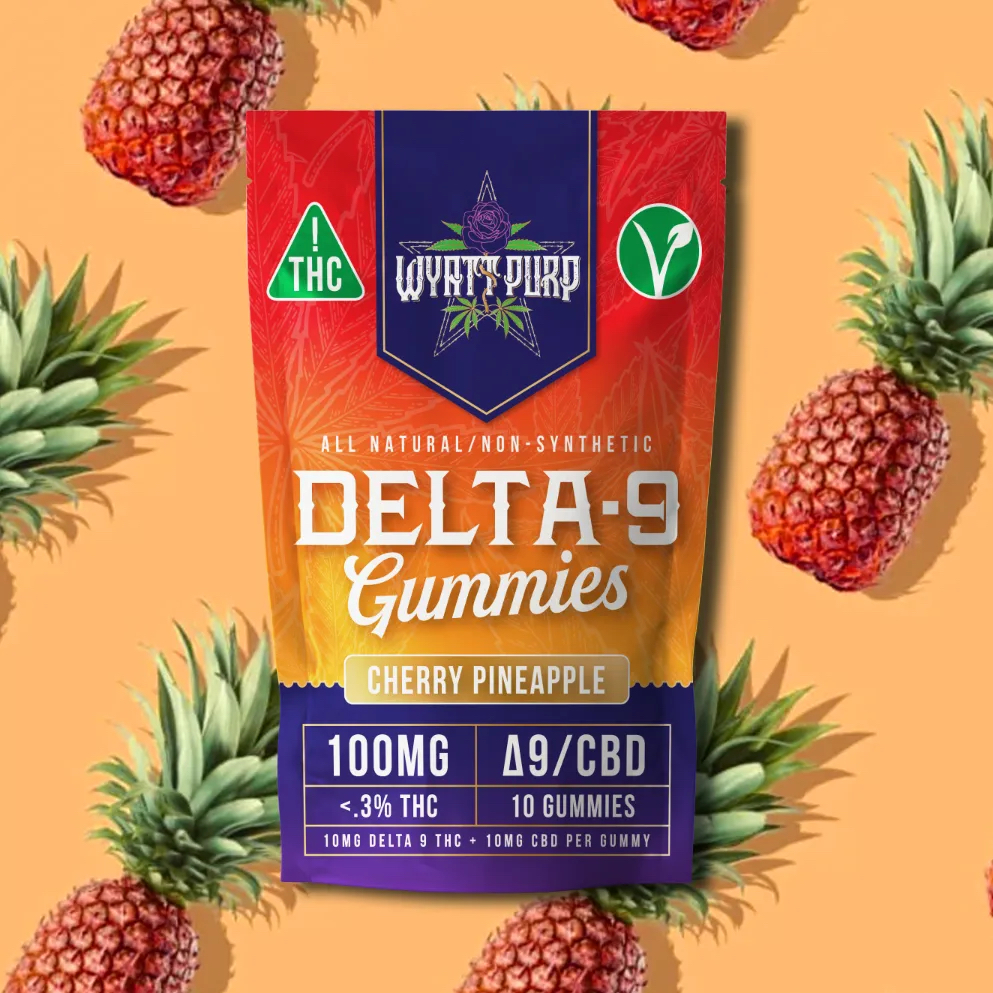 Wyatt Purp Delta 9 Gummies - Cherry Pineapple Vegan All-Natural Formula 10mg Delta 9 THC | 1:1 Ratio Delta 9 to CBD wyattpurp.com/products/delta… Use Code: CJ15 for 15% Off at Checkout Ships to All 50 States