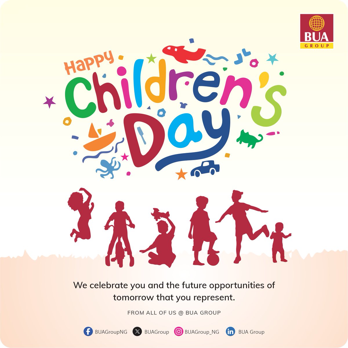 Happy Children's Day! We celebrate you and the future opportunities of tomorrow that you represent. #BUAGroup #UnlockingOpportunities #ChildrensDay2024