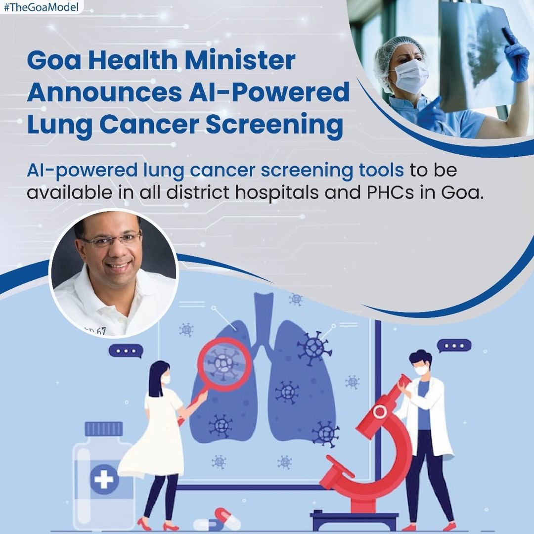 Exciting news from Goa Health Minister Vishwajit Rane! AI-powered lung cancer screening tools will soon be accessible in all District Hospitals and PHCs, enhancing Goa's commitment to holistic cancer care. #HealthcareInnovation #GoaHealth
#TheGoaModel
#VishwajitRane