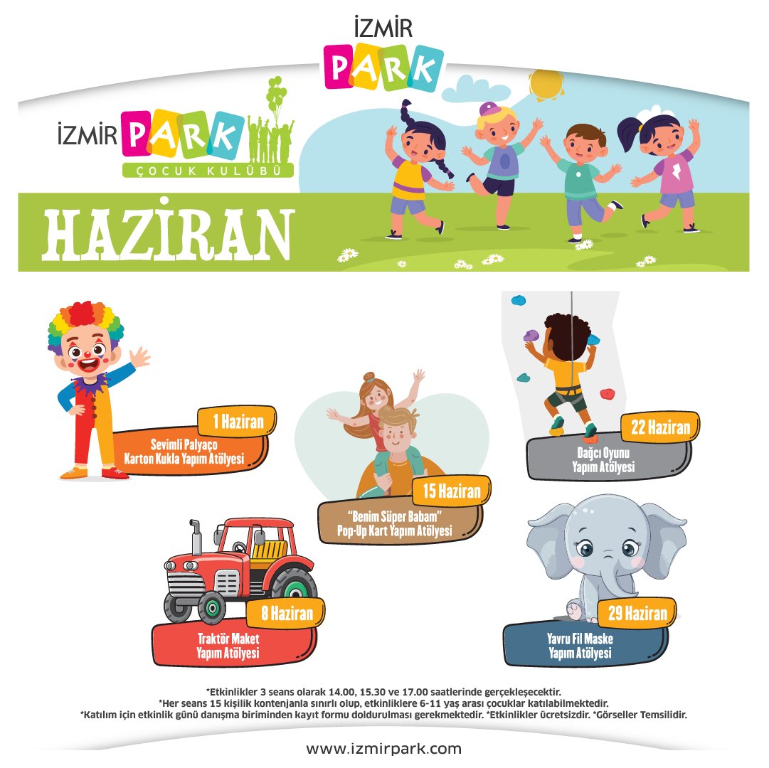 İzmir Park Çocuk Kulübü Haziran Etkinlikleri ile çocuklar, hem öğreniyor hem eğleniyor! 🎉👧👦 🎈🎨 🚀 izmirpark.com #İzmirPark #ÇocukKulübü #HaziranEtkinlikleri