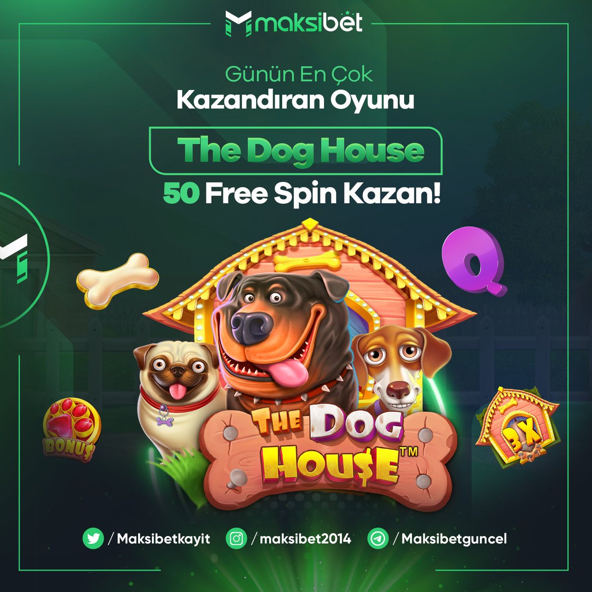 🎉 #Maksibet' te günün en çok kazandıran oyunu ile şansını yakala The Dog House oyna 5⃣0⃣ #freespin kazanma şansını yakala 👑#Maksibet ' te krallar gibi kazanmanın tadını çıkarın! Kazandıran Link : bit.ly/maksisosyal #galatasarayşampiyon meral maksibet güncel